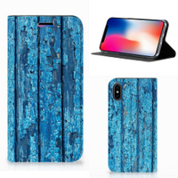 Apple iPhone X | Xs Book Wallet Case Wood Blue - thumbnail