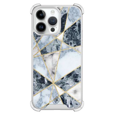 iPhone 14 Pro Max shockproof hoesje - Marmer blauw iPhone 14 Pro Max shockproof hoesje - Marmer blauw