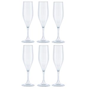 Champagneglas - 6x - transparant - kunststof - 150 ml - herbruikbaar