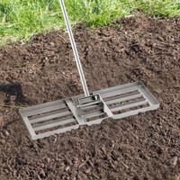 Metalen Gazon Egaliseerhark met Ergonomisch Handvat Voor de Grond 75 x 25 cm Zilver