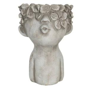 Clayre & Eef Bloempot 17x17x25 cm Grijs Steen Bloempot binnen