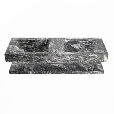 MONDIAZ ALAN-DLUX 130cm planchet Lava. Vrijhangende wastafel CLOUD dubbel 2 kraangaten, kleur Lava.