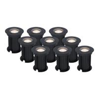 Set van 9 Maisy LED Grondspots Rond - Dimbaar - GU10 - 4000K neutraal wit - 4 Watt 345 Lumen - Rond - Ø12cm - Tuinspot - Oprit - Zwart - IP67 waterdicht