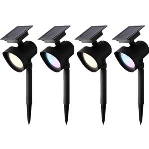 Solar spotlights - 6x - zwart - 31 cm - zonne-energie - kleureffect - tuinpad verlichting