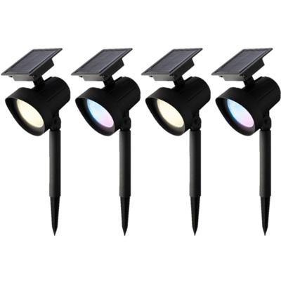 Solar spotlights - 6x - zwart - 31 cm - zonne-energie - kleureffect - tuinpad verlichting