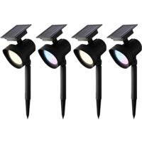 Solar spotlights - 6x - zwart - 31 cm - zonne-energie - kleureffect - tuinpad verlichting