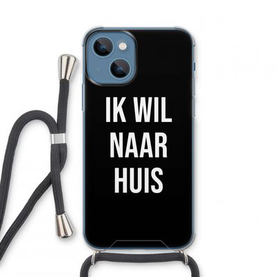 Ik wil naar huis - Zwart: iPhone 13 mini Transparant Hoesje met koord