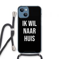Ik wil naar huis - Zwart: iPhone 13 mini Transparant Hoesje met koord