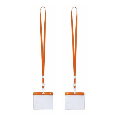 Badgehouders/naamkaarthouders - 20x - met oranje keycord/lanyard - plastic - beurs/feest