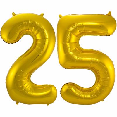 Folat Folie ballonnen - 25 jaar cijfer - goud - 86 cm - leeftijd feestartikelen - versiering Folat Folie ballonnen - 25 jaar cijfer - goud - 86 cm - leeftijd feestartikelen - versiering