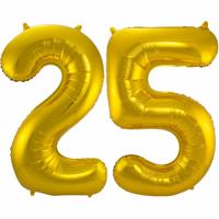 Folat Folie ballonnen - 25 jaar cijfer - goud - 86 cm - leeftijd feestartikelen - versiering