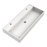 Brauer Gravity Wastafel - 100 cm - met 1 Spoelbak en 2 Kraangaten - Mineraalmarmer Zijdeglans Wit