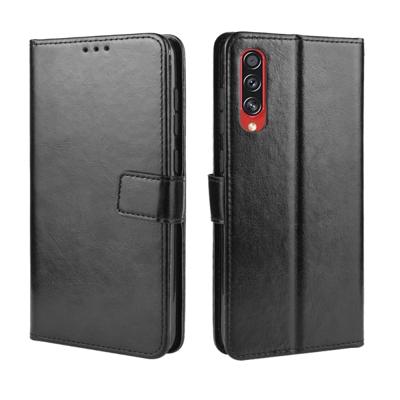 Voor Galaxy A90 5G retro Crazy Horse textuur horizontale Flip lederen draagtas met houder & kaartsleuven & fotolijstjes (zwart)