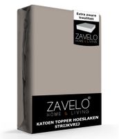 Zavelo Katoen Topper Hoeslaken Strijkvrij Zand-Lits-jumeaux (180x210 cm)