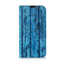 iPhone 13 Mini Book Wallet Case Wood Blue - thumbnail