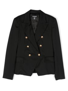 Balmain Kids blazer en laine à boutonnière croisée - Noir