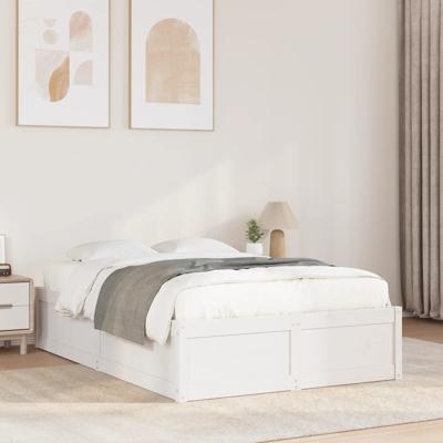 Bedframe zonder matras massief grenenhout wit 135x190 cm