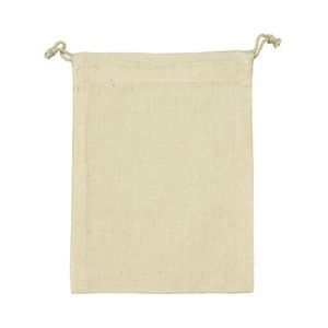 Voordelige beige katoenen cadeauzakje 10 x 14 cm