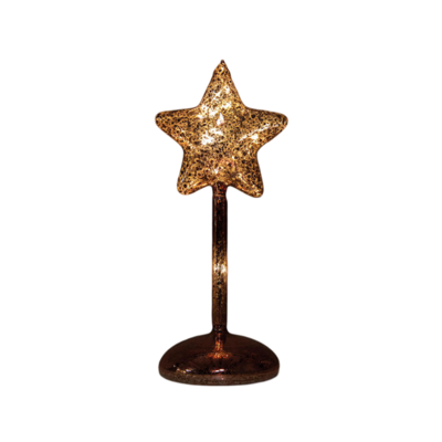 Ster op stam glas led op batterij met timer h23.5 cm mercury bruin - Annas collection