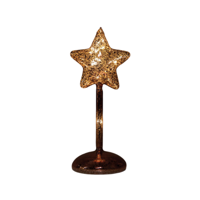 Ster op stam glas led op batterij met timer h23.5 cm mercury bruin - Annas collection