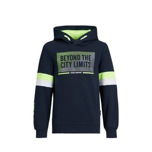 WE Fashion trui met all over print donkerblauw/groen/wit