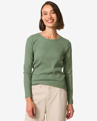 HEMA Damesshirt Clara Rib Groen (groen)
