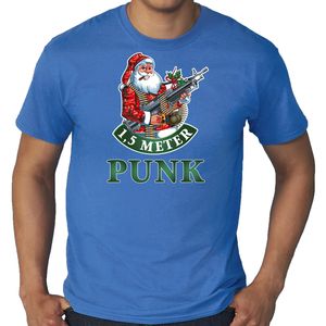 Grote maten fout Kerstshirt / outfit 1,5 meter punk blauw voor heren