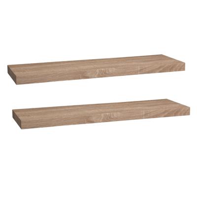 Zwevende wandplank Bassline - 2x - bruin eiken - 80 cm - hout - boekenplank - muurplank