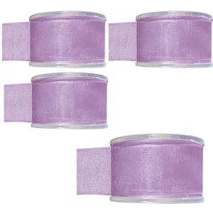 Hobby/decoratie sierlint - 4x - lila paars - organza - 4 cm x 20 meter