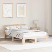 Bedframe met hoofdeinde Naturel 135 x 190 cm Massief grenenhout