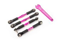 Traxxas Turnbuckles, aluminum (pink-anodized), camber links, front, 39mm (2), rear, 49mm (2) (assembled w/ rod ends & hollow balls)/wrench (TRX-3741P) - thumbnail