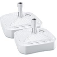 Prosperplast Parasolvoet - 2x - vierkant - rotan - wit - 12L