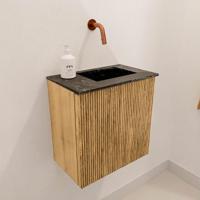 Toiletmeubel Mondiaz Joya Dlux | 40 cm | Meubelkleur Oak | Faye wastafel Lava Wasbak Rechts | Zonder kraangat(en)