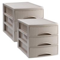 Ladekastje bureau organizer SORTED - 2x - 3 lades - beige - L26 x B35 x H28 cm - kunststof