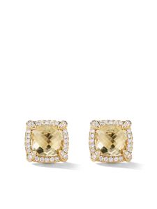 David Yurman puces d'oreilles Châtelaine en or 18ct serties de citrine et pavées de diamants (8 mm)