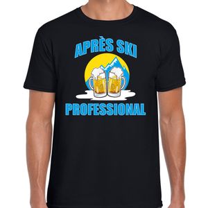 Apres-ski professional t-shirt wintersport zwart voor heren