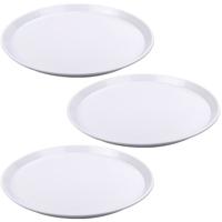 Dienblad - 3x stuks - wit - kunststof - D34x2 cm - rond - serveerblad - vaatwasserbestendig