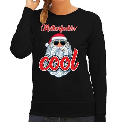 Foute kersttrui - sweater - voor dames - zwart - stoere santa motherfucking cool - kerstkleding
