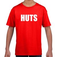 HUTS fun t-shirt rood voor kids XL (158-164)  -