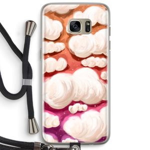 Katoen Wolken: Samsung Galaxy S7 Edge Transparant Hoesje met koord