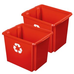 Sunware Opslagbox - 2 stuks - kunststof 45 liter rood 45 x 36 x 36 cm