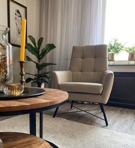 Leren fauteuil volledig gestoffeerd - met hoge rug - bruin leer - Echt leer, Modern, ontdek de vele Leersoorten en Kleuren bij ShopX