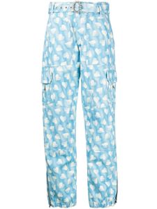 Alessandra Rich pantalon cargo à imprimé cœur - Bleu