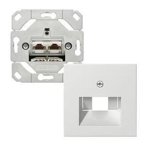 CAT5 inbouw 2 x RJ45 Cat.5e met inzetplaat wit glanzend