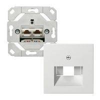 CAT5 inbouw 2 x RJ45 Cat.5e met inzetplaat wit glanzend