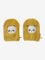 Set van 2 washandjes Panda currygeel