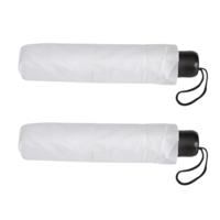 Bruiloft paraplu bruid/bruidegom - 2x - wit - opvouwbaar - compact - dia 96 cm