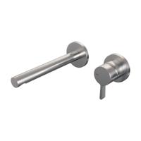 Brauer Brushed Edition Inbouw Wastafelmengkraan met Rechte Uitloop en Rozetten Model E1 RVS Geborsteld PVD