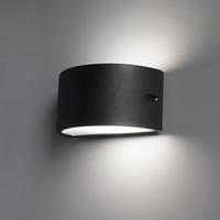 Hugo - LED Wandlamp Dimbaar - E27 Fitting - Vervangbare lichtbron- Modern - IP54 Voor binnen en buiten - Dubbelzijdig Up & Down Light - zwart