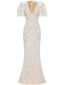 Rebecca Vallance robe longue Floria à fleurs en dentelle - Blanc